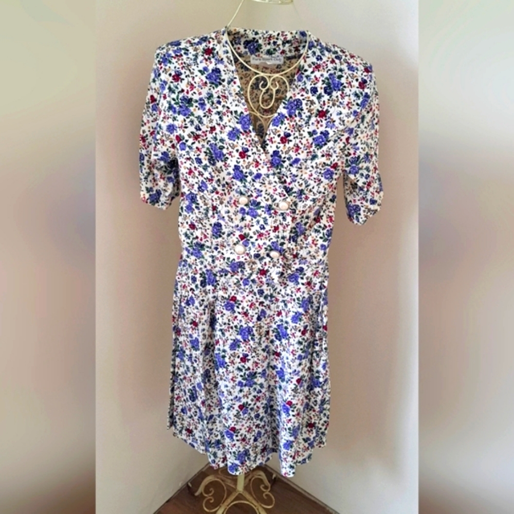 Vtg. 80s Paris Sport Club Cottagecore Floral Shabby Chic 2 Piece Set Size 11/12.